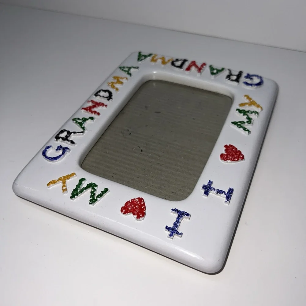 Vintage I Love My Grandma Ceramic Picture Frame Rainbow Mountain Inc 3x4